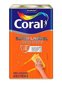 Tinta Látex Acrílico Fosco Coral Super Lavável 18L - Branco