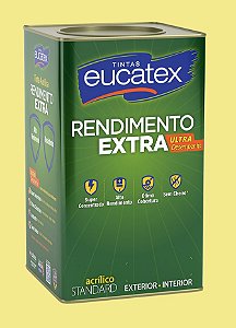 Tinta Eucatex Rende Extra Acrílica Fosco Amarelo Canário 18L