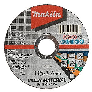Disco para Corte Multimateriais para Esmerilhadeira Makita 4.1/2 E-10718 [Inox/Met/Alu/Pvc]