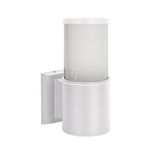 Arandela Imperial Aluminio Branco Difusor Em Vidro Jateado E27 Ip54 210X155X90Mm Llumm Bronzearte P/ 1 Lampada