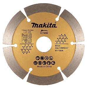 Disco Diamantado Makita Segmentado Dourado Universal para Esmerilhadeira 115mm D-74099