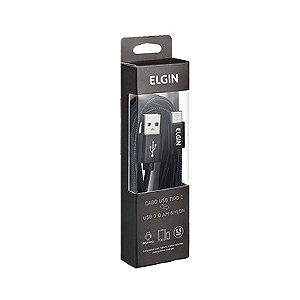 Cabo Usb 2.0 Elgin Tipo C Nylon Pto 1.5M