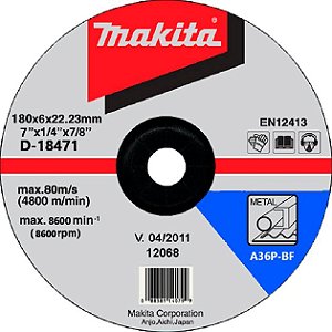 Disco Desbaste Metal Makita 7 X 7/8 D-18471