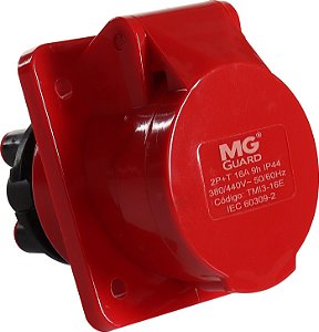 Tomada Margirius Embutir Industrial 3P 16A Vermelho 9H IP44 21620