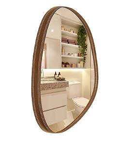 Espelho Orgânico Marsala com Borda cor Caramelo 60x40cm Vmex