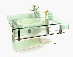 Gabinete de Vidro Texas Luxo com Cuba Vmex Branco 60X50cm