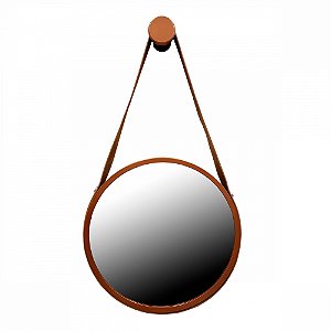 Espelho Orgânico Florença Redondo com Borda cor Caramelo 50cm Vmex