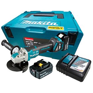 Esmerilhadeira Lixadeira Makita Angular DGA519RTJ 4.1/2 Com 2 baterias de 5Ah com Carregador e Maleta