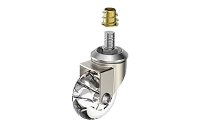 Rodízio Gel 50mm sem Freio com Pino Rosca M10x15mm com Bucha Níquel – Soprano