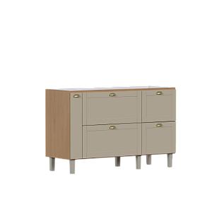 Gabinete de Cozinha Grou 144cm JQB/Areia para Pia de 150cm – Cozimax