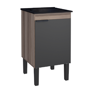 Gabinete para Lavanderia em Madeira Flamingo 48 cm Preto com Tanque 50×50 cm – Cozimax