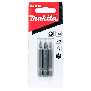 Ponta Bit Philips PH2 50 mm Makita com 3 Peças – B-25220