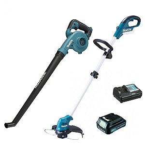 Combo Makita 12V – Soprador de Folhas UB101DZ + Aparador de Grama UR100DZX com Bateria e Carregador
