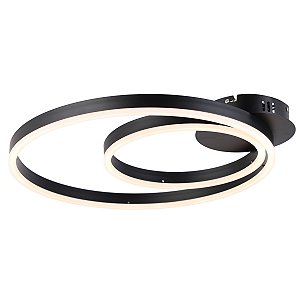Plafon LED Romanza LLUMM 2 Aros 32W Luz Amarela 3000K Preto