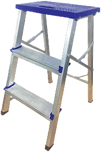 Banqueta Escada de Alumínio 3 Degraus - Dobrável e Reforçada (Suporta 120kg)