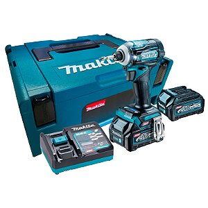 Parafusadeira de Impacto a Bateria 40V Makita TD001GD201 Kit com 2 Baterias e Maleta