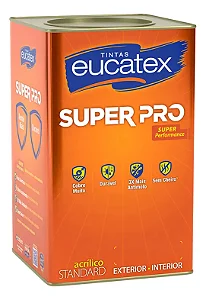 Tinta Acrílica Eucatex Super Pro 18L Cinza Steel - Alta Cobertura (Interno/Externo)