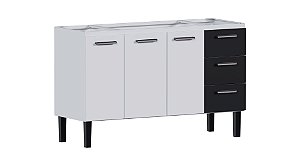 Gabinete de Cozinha em Aço Vênus 144cm Preto para Pia de 150cm – Cozimax