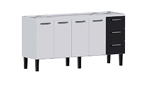 Gabinete de Cozinha em Aço Vênus 174cm Preto para Pia de 180cm – Cozimax