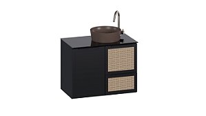 Gabinete para Banheiro em Aço Cupuaçu 80cm Preto (Sem Cuba) – Cozimax
