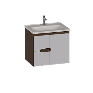 Gabinete para Banheiro em Madeira Saruê 60cm Nogal/Off-White – Cozimax