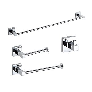 Kit de Acessórios para Banheiro TELCA Cromado 04 Peças - R.97600