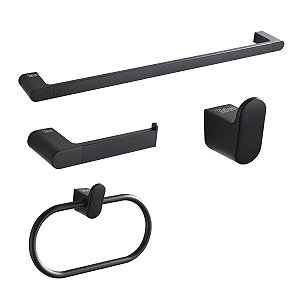 Kit de Acessórios para Banheiro TELCA Preto Fosco 04 Peças - R.99100