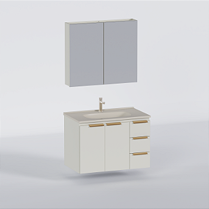 Gabinete para Banheiro Cozimax Aço Pupunha 80 Areia
