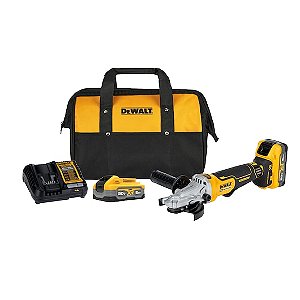 Combo Esmerilhadeira Angular DeWalt 20V Max DCG413H2 Brushless 4.1/2 - 5 Pol com 2 Baterias PowerStack 5Ah e Carregador