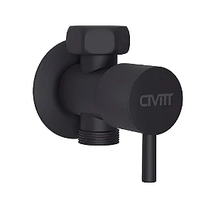 Registro de Metal com Derivação para Ducha Higiênica 1/2 x 1/2 Preto Fosco Civitt