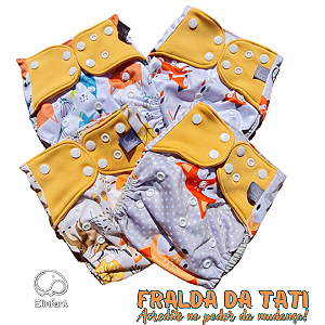 KIT 4 FRALDAS ECOLÓGICAS DRY FIT ELINFANT - RAPOSINHAS