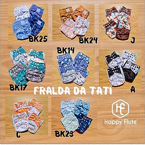 KIT 4 FRALDAS ECOLÓGICAS KIT HAPPY FLUTE - ESTAMPAS UNISSEX