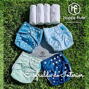 PRONTO PRA USAR - KIT 4 FRALDAS ECOLÓGICAS HAPPY FLUTE GREEN COLLORS