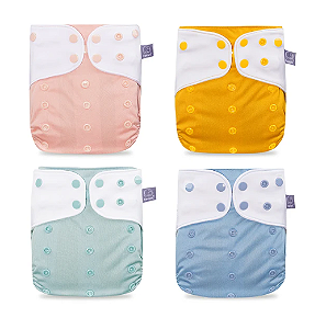 KIT 4 FRALDAS ECOLÓGICAS ELINFANT NOVA COLEÇÃO LISAS AQUARELA