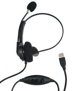 Fone/Microfone Auricular com conexão USB                                                .