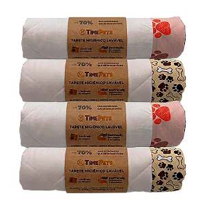 Kit 4 un Tapete Higiênico Lavável 100% Algodão | Patinhas