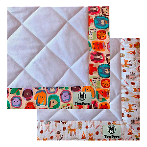 Kit 2 un Tapete Higiênico Lavável 100% Algodão | Bichinhos