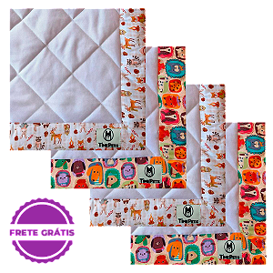 Kit 4 un Tapete Higiênico Lavável 100% Algodão | Bicharada