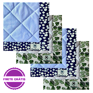 Kit 4 un Tapete Higiênico Lavável 100% Algodão | Folhagem