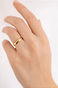 Aliança De Ouro 18k - Meia Cana Anatomica 3,50MM