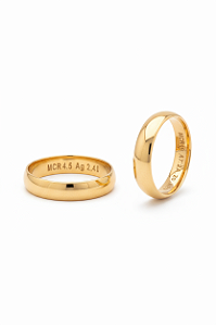 Aliança De Ouro 18k - Meia Cana Reta 4,50MM