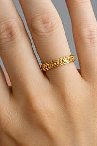 Aliança De Ouro 18k - 3D Elo Grumet 3,50MM