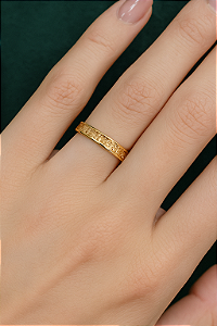 Aliança De Ouro 18k - 3D Quadrados 3,50MM