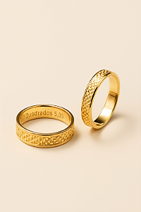 Aliança De Ouro 18k - 3D Quadrados 5,00MM
