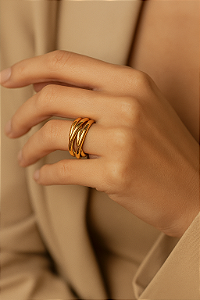 Aliança De Ouro 18k - Cartier 5 Aros Reta 2,50MM