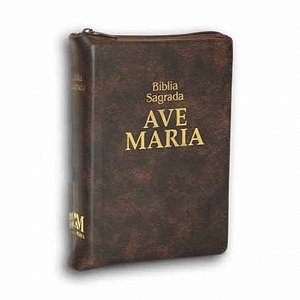 Bíblia Zíper Média Marrom Ave Maria
