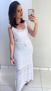 Vestido regata branco de tricot com forro avulso
