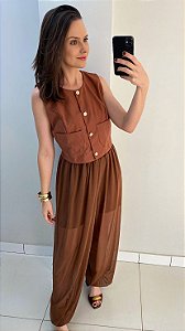 Calça aladim tule marrom