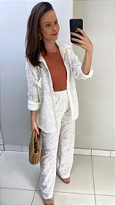 Conjunto branco camisa manga longa