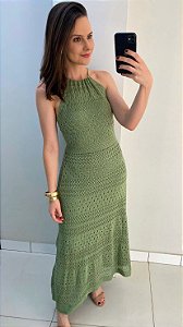 Vestido de tricot com amarração nas costas menta